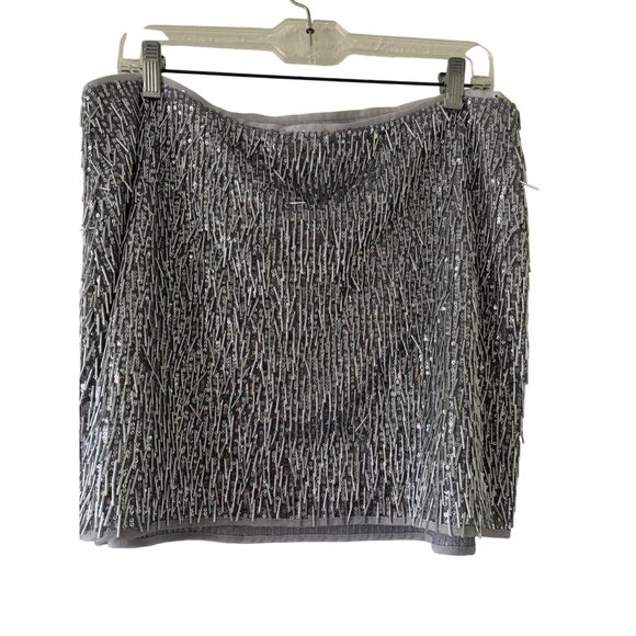 Topshop Needle Embellished Mini Skirt Silver US 12 - Picture 3 of 13